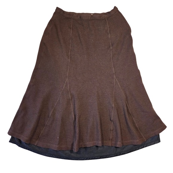 Isabella Bird Wool Skirt Womens 12 Brown Knit Midi Flare A Line Career Peasant - Picture 1 of 6